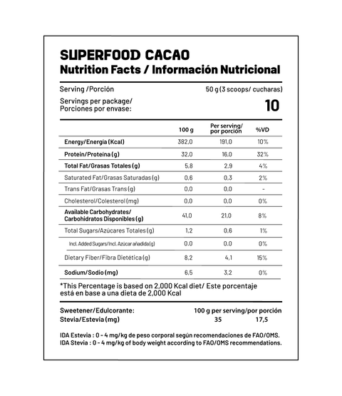 Batido Nutricional Superfood Cacao 500g