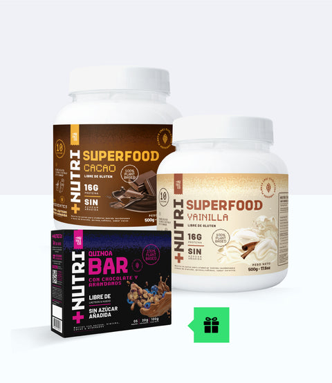 Pack Energía: 2 Superfoods 500g + GRATIS 1 Caja Barras de Cereal