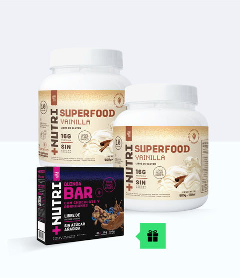 Pack Energía: 2 Superfoods 500g + GRATIS 1 Caja Barras de Cereal