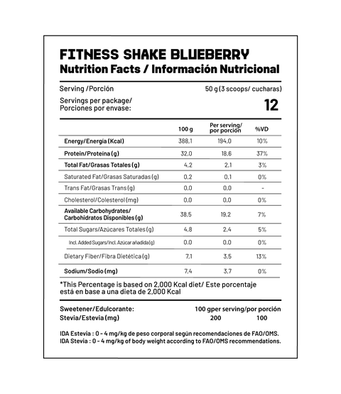 Batido Bajo en Calorías Fitness Shake 600g