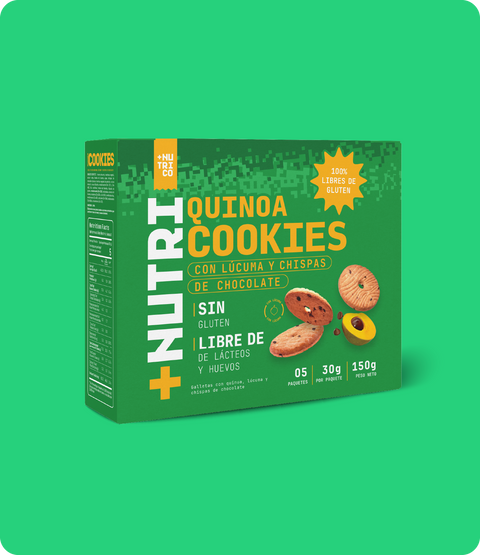 Galletas Sin Gluten con Quinua, Lúcuma y Chispas de Chocolate
