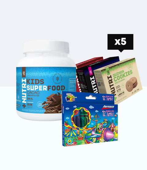 5 Cajas Galletas de Quinua Surtidas + 1 Batido Kids + Crayolas GRATIS
