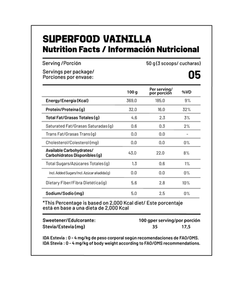 Batido Nutricional Superfood Vainilla 250g